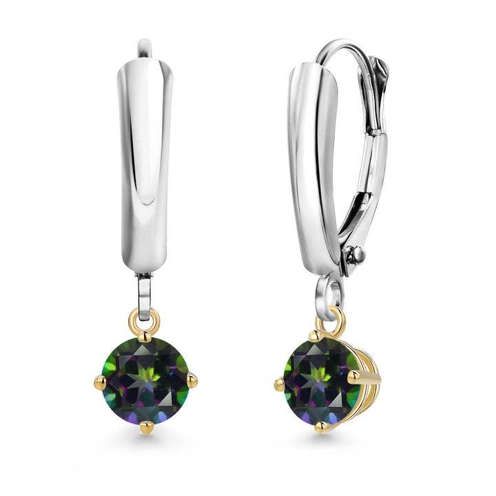 Green Mystic Topaz_Earrings in 925 Sterling Silver and 10K Yellow Gold