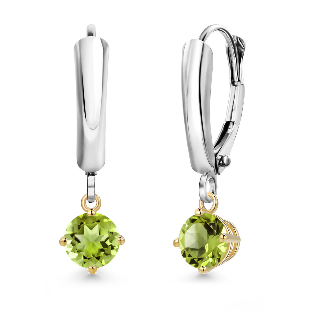 Peridot_Earrings in 925 Sterling Silver and 10K Yellow Gold