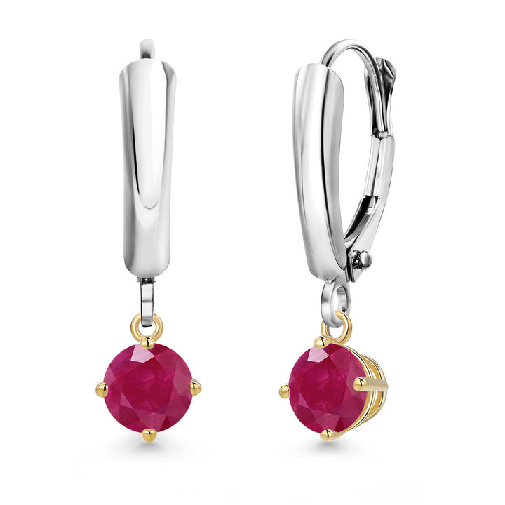 Ruby_Earrings in 925 Sterling Silver and 10K Yellow Gold