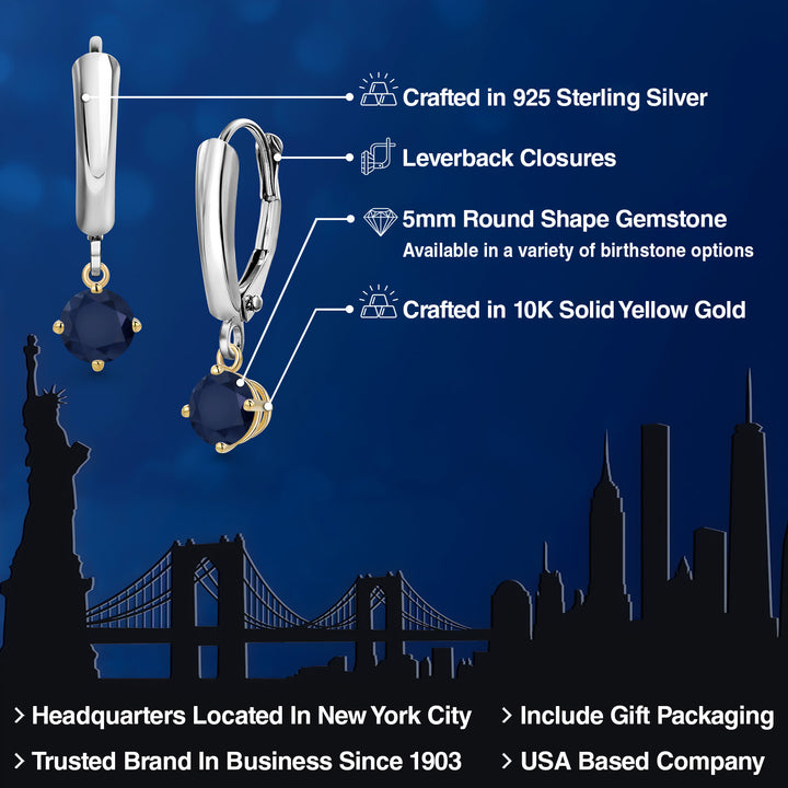 Earrings in 925 Sterling Silver and 10K Yellow Gold