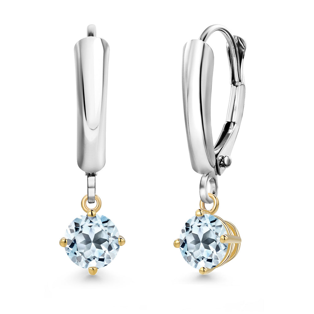 Sky Blue Topaz_Earrings in 925 Sterling Silver and 10K Yellow Gold