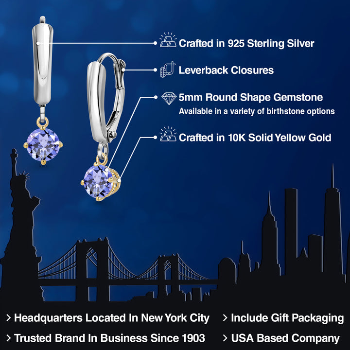 Earrings in 925 Sterling Silver and 10K Yellow Gold