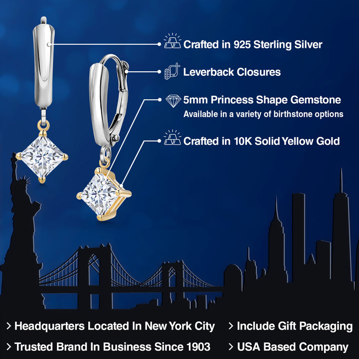 Earrings in 925 Sterling Silver and 10K Yellow Gold
