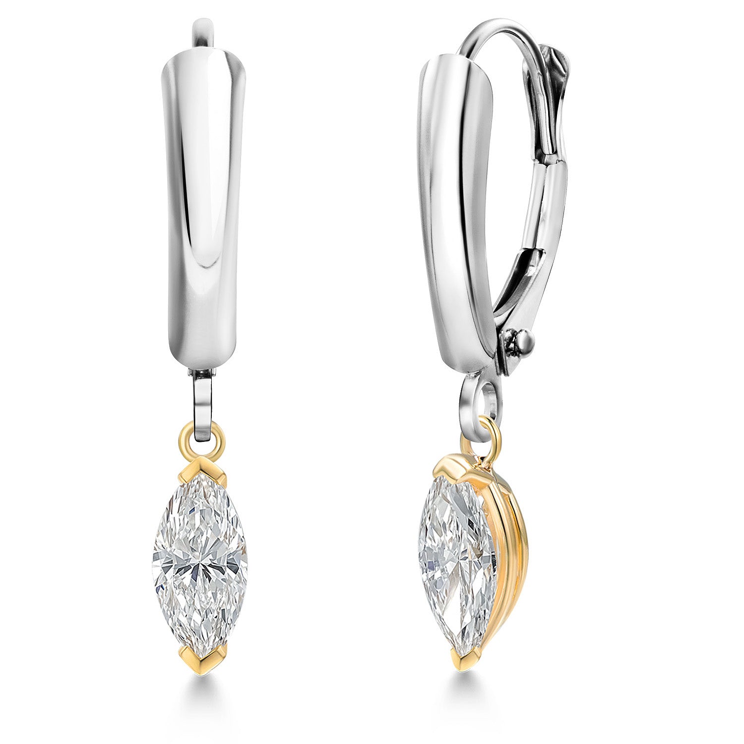 Earrings in 925 Sterling Silver and 10K Yellow Gold