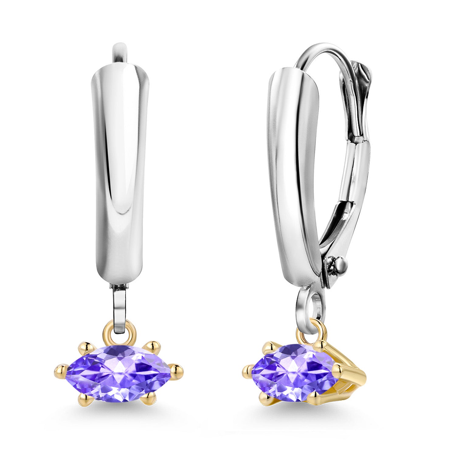 Earrings in 925 Sterling Silver and 10K Yellow Gold