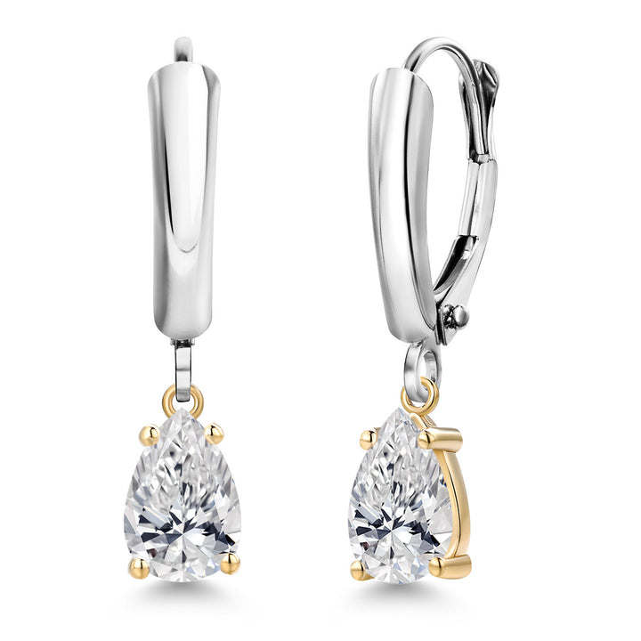 Pear Shape_Earrings in 925 Sterling Silver and 10K Yellow Gold