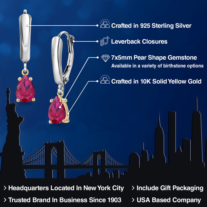 Earrings in 925 Sterling Silver and 10K Yellow Gold