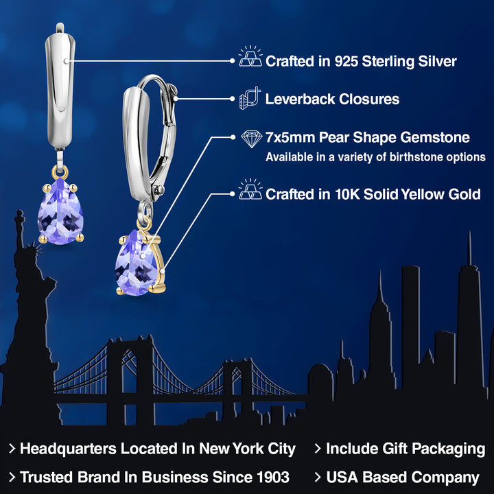Earrings in 925 Sterling Silver and 10K Yellow Gold