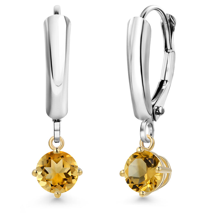 Citrine_Earrings in 925 Sterling Silver and 10K Yellow Gold