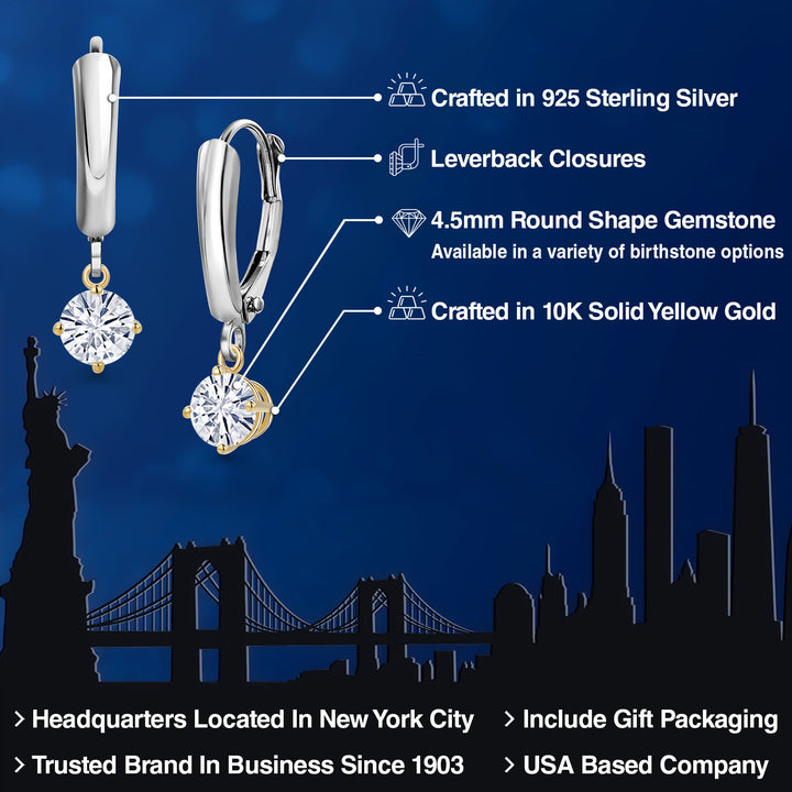 Earrings in 925 Sterling Silver and 10K Yellow Gold