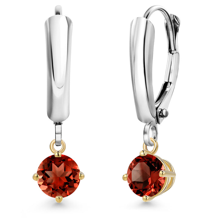 Garnet_Earrings in 925 Sterling Silver and 10K Yellow Gold
