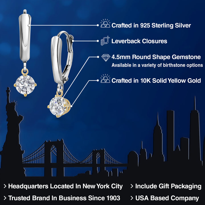 Earrings in 925 Sterling Silver and 10K Yellow Gold
