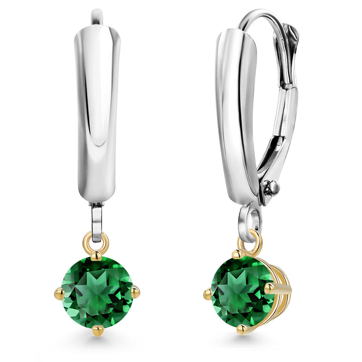 Nano Emerald_Earrings in 925 Sterling Silver and 10K Yellow Gold