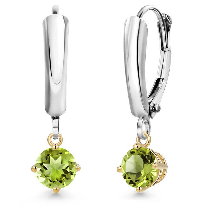 Peridot_Earrings in 925 Sterling Silver and 10K Yellow Gold