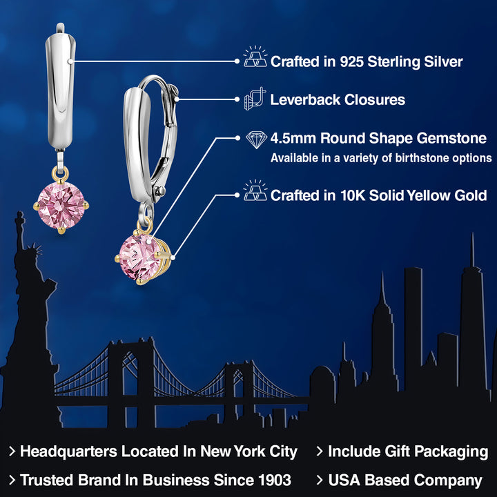 Earrings in 925 Sterling Silver and 10K Yellow Gold