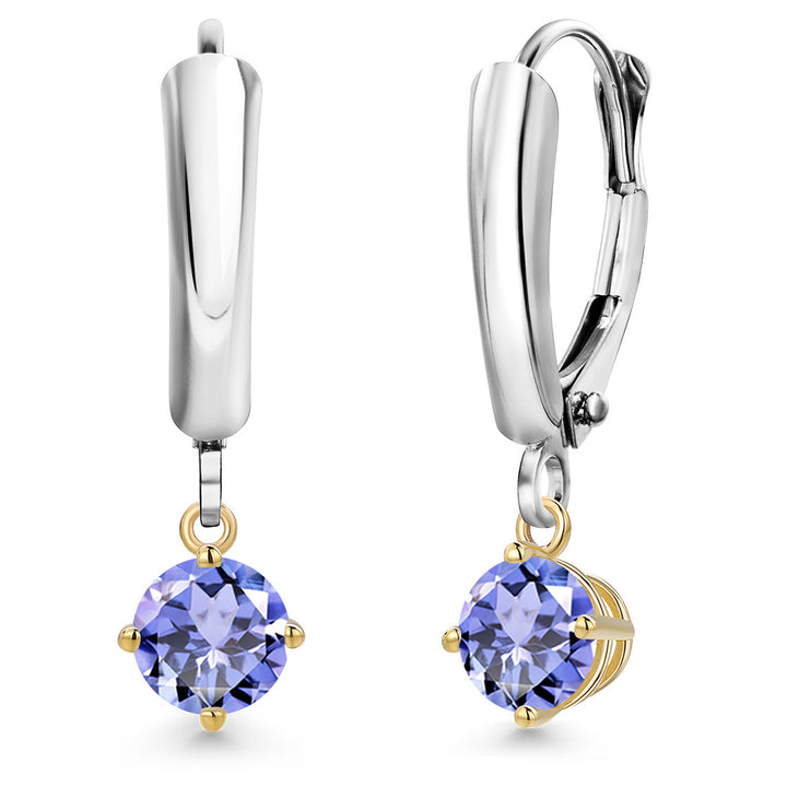Tanzanite_Earrings in 925 Sterling Silver and 10K Yellow Gold
