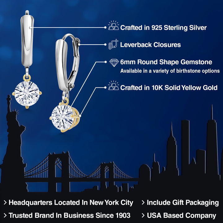 Earrings in 925 Sterling Silver and 10K Yellow Gold