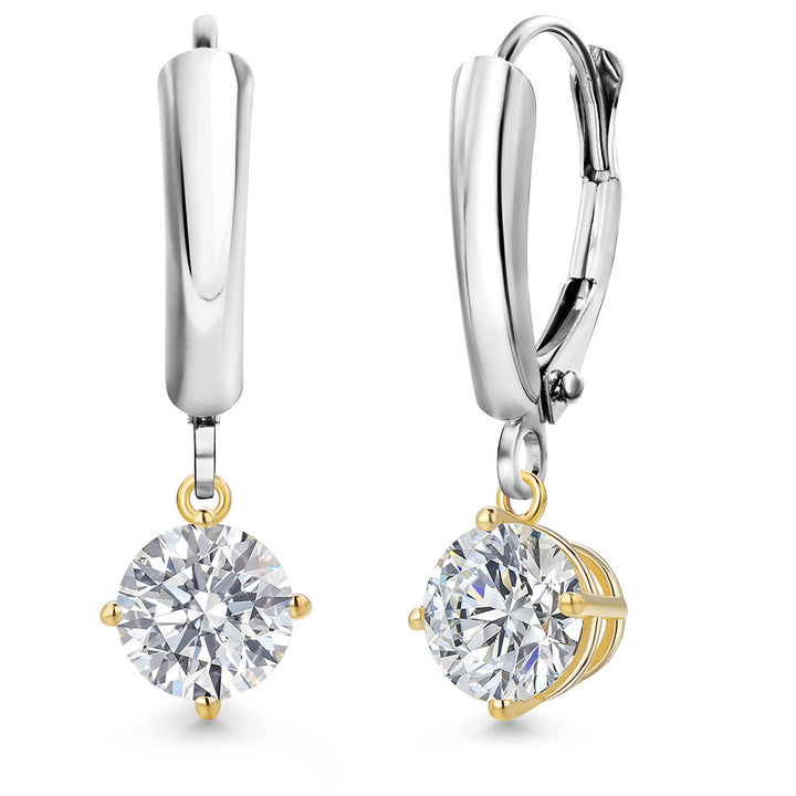 Round Cut_Earrings in 925 Sterling Silver and 10K Yellow Gold