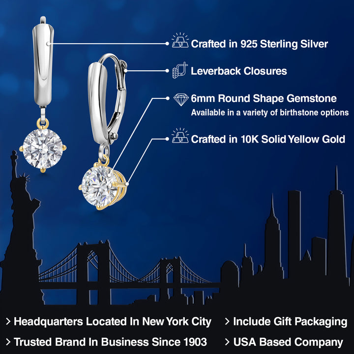 Earrings in 925 Sterling Silver and 10K Yellow Gold