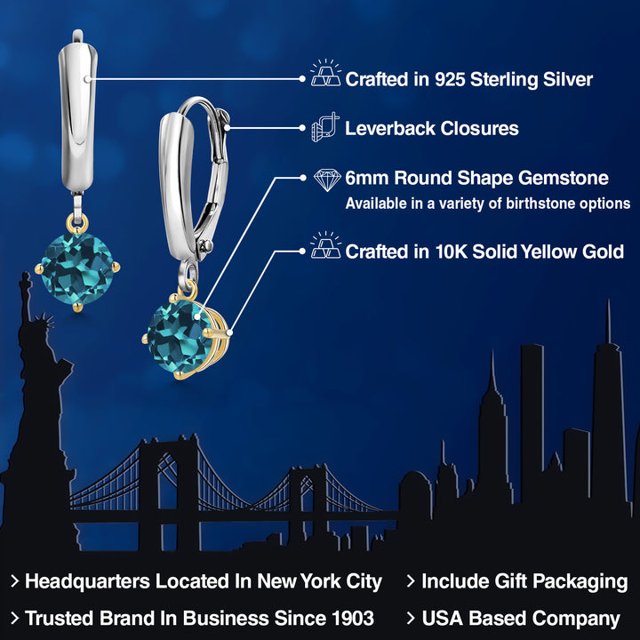 Earrings in 925 Sterling Silver and 10K Yellow Gold
