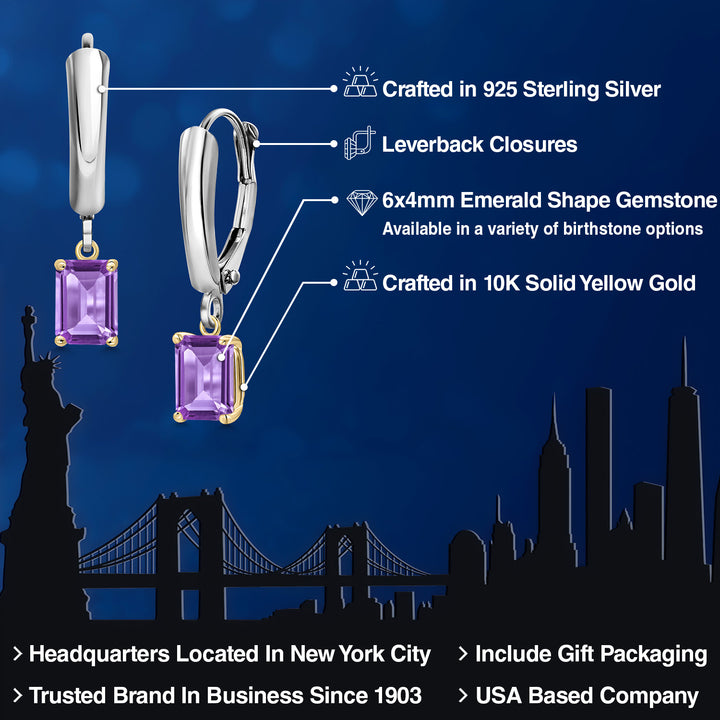 Earrings in 925 Sterling Silver and 10K Yellow Gold