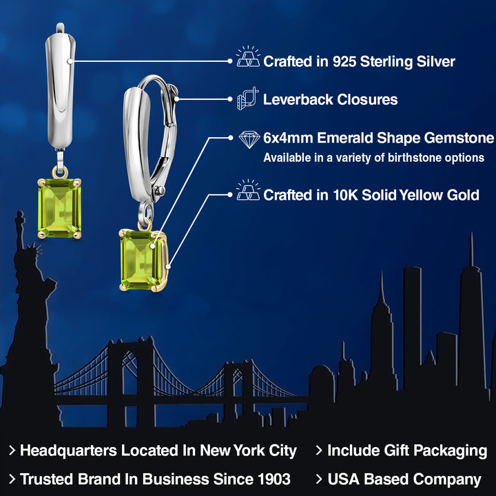Earrings in 925 Sterling Silver and 10K Yellow Gold