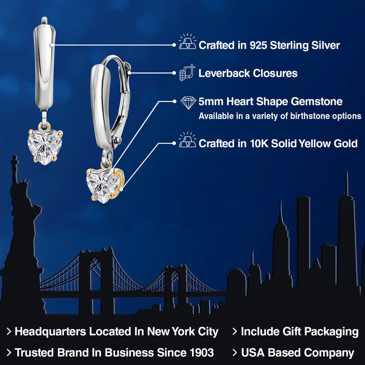 Earrings in 925 Sterling Silver and 10K Yellow Gold