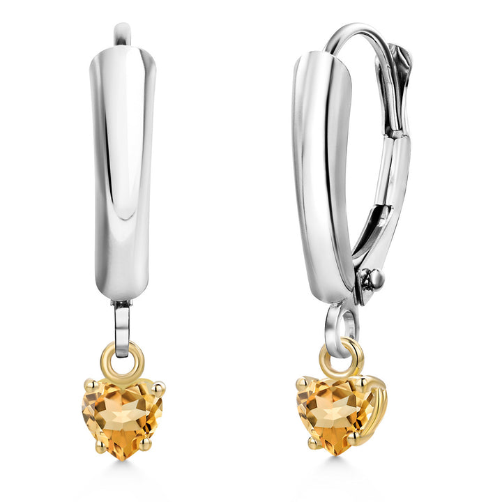 Citrine_Earrings in 925 Sterling Silver and 10K Yellow Gold