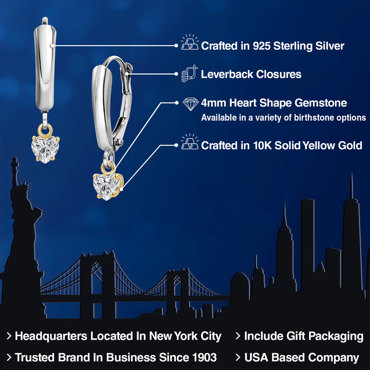 Earrings in 925 Sterling Silver and 10K Yellow Gold