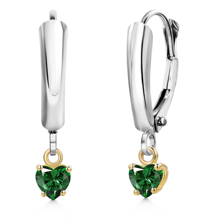 Nano Emerald_Earrings in 925 Sterling Silver and 10K Yellow Gold