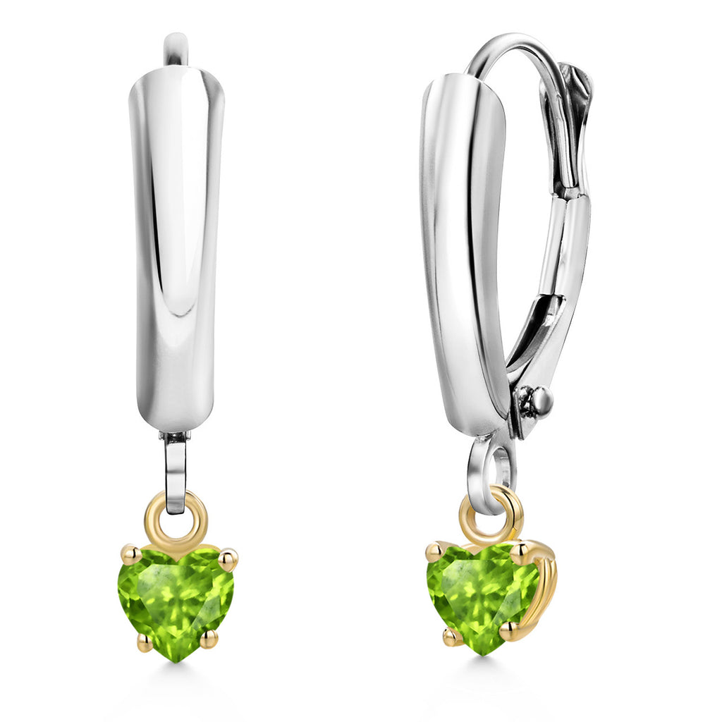 Peridot_Earrings in 925 Sterling Silver and 10K Yellow Gold
