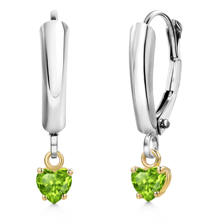 Peridot_Earrings in 925 Sterling Silver and 10K Yellow Gold