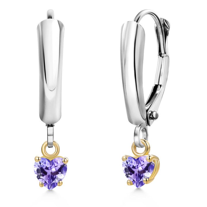 Tanzanite_Earrings in 925 Sterling Silver and 10K Yellow Gold