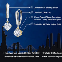 Earrings in 925 Sterling Silver and 10K Yellow Gold