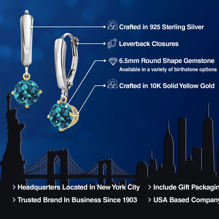 Earrings in 925 Sterling Silver and 10K Yellow Gold