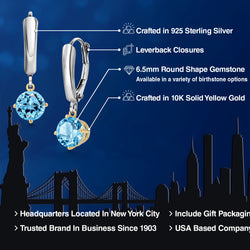 Earrings in 925 Sterling Silver and 10K Yellow Gold