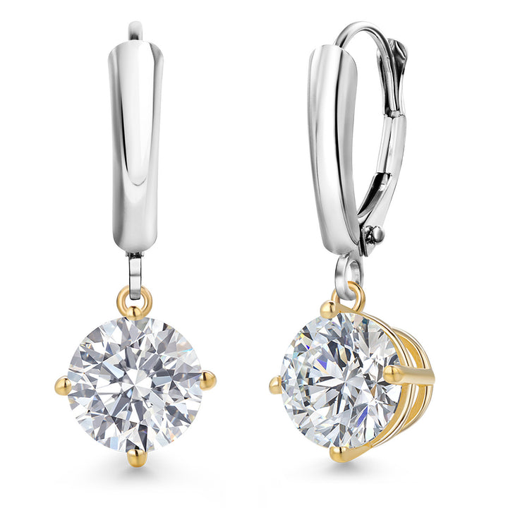 5 Carats_Earrings in 925 Sterling Silver and 10K Yellow Gold