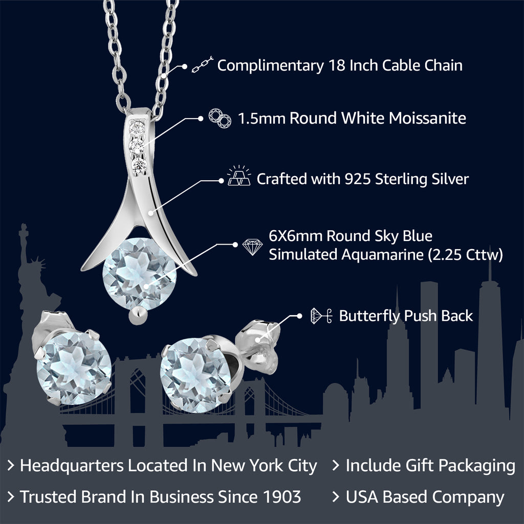 Pendant Earrings Set in 925 Sterling Silver