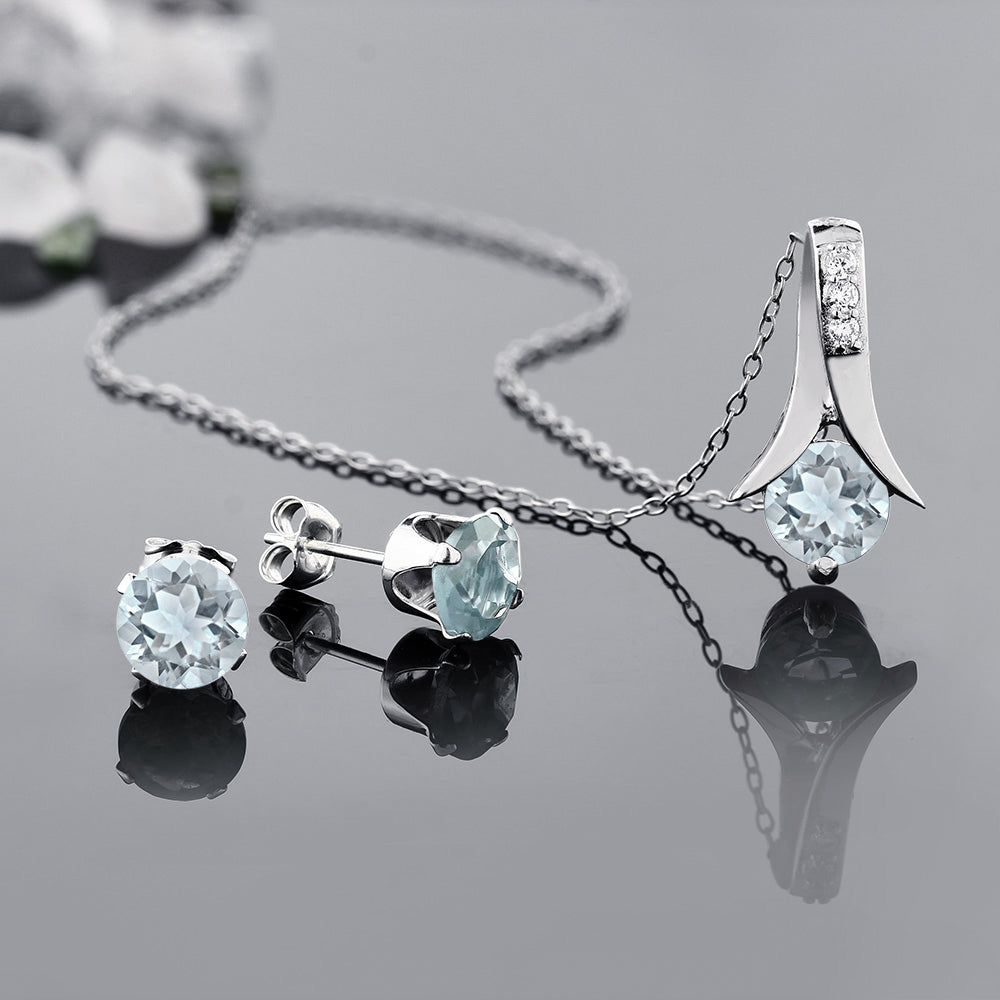 Pendant Earrings Set in 925 Sterling Silver