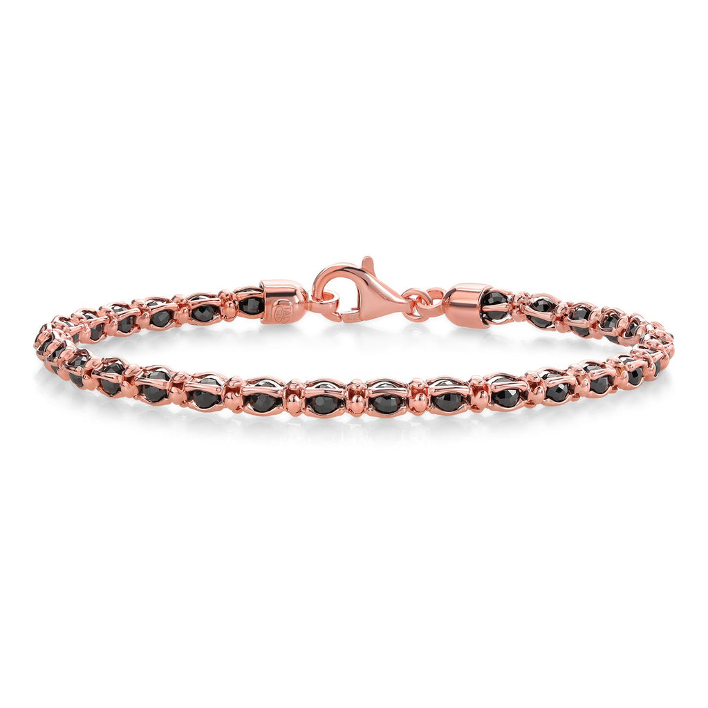 Black Crystals - Rose Gold Plated Silver_Bracelet in 925 Rose Gold Plated Silver