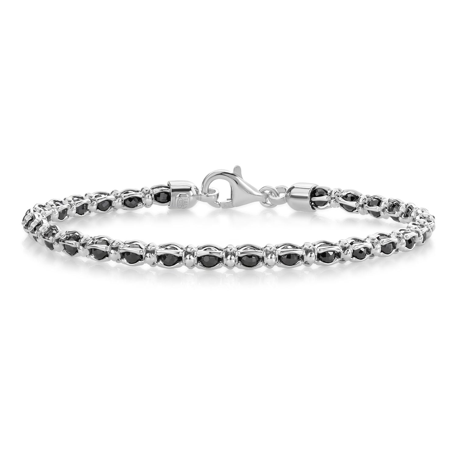 925 Sterling Silver Multi Faceted Crystal Beads Tennis Bracelet For Women (7 Inch, with Lobster Clasp, Made in Italy)