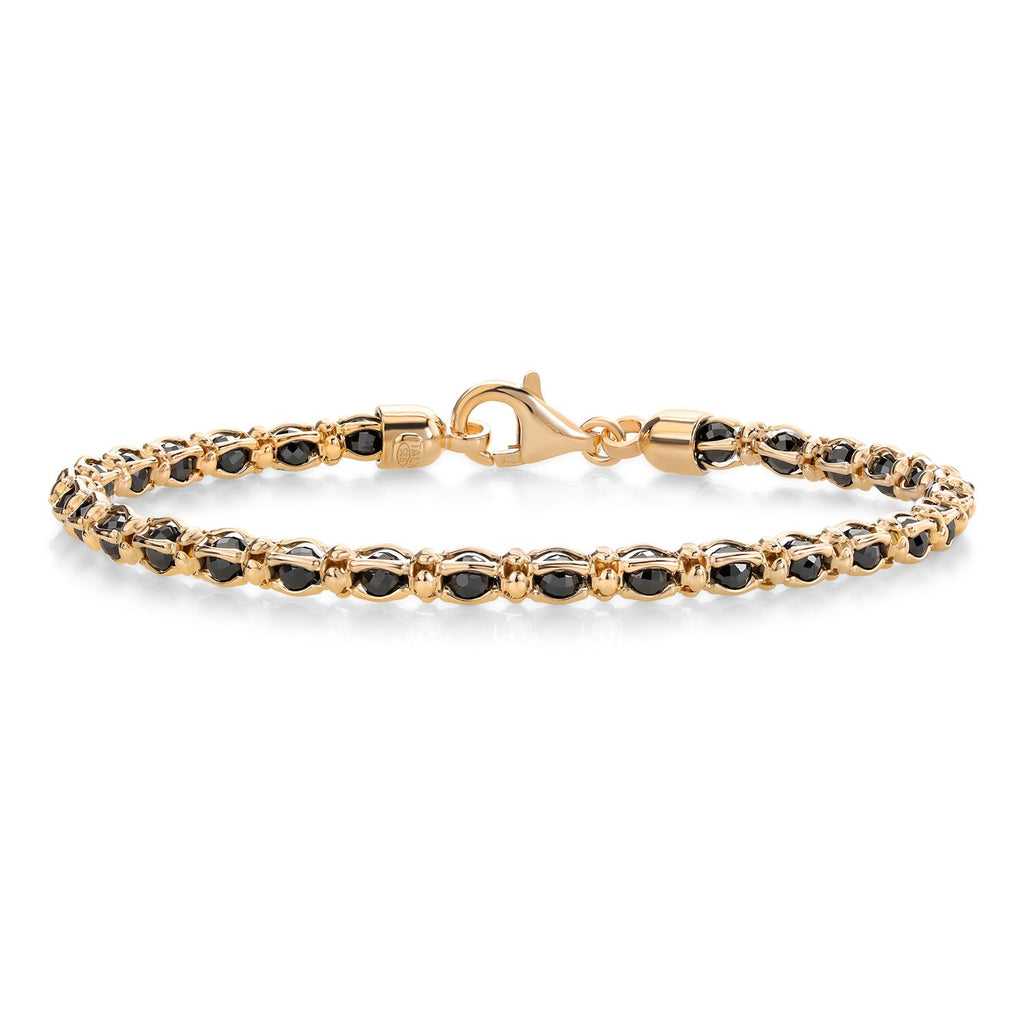 Black Crystals - Yellow Gold Plated Silver_Bracelet in 925 Yellow Gold Plated Silver