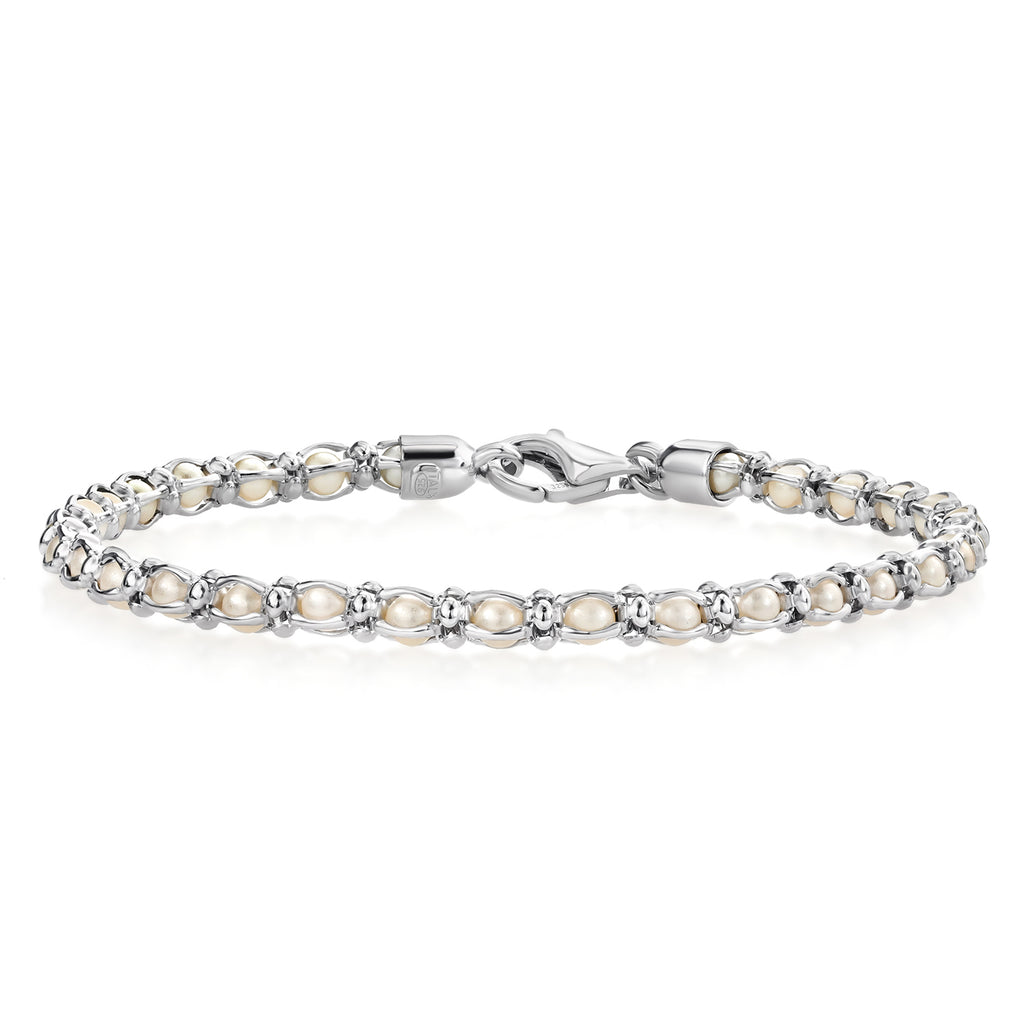 Simulated Pearls - Silver_Bracelet in 925 Sterling Silver