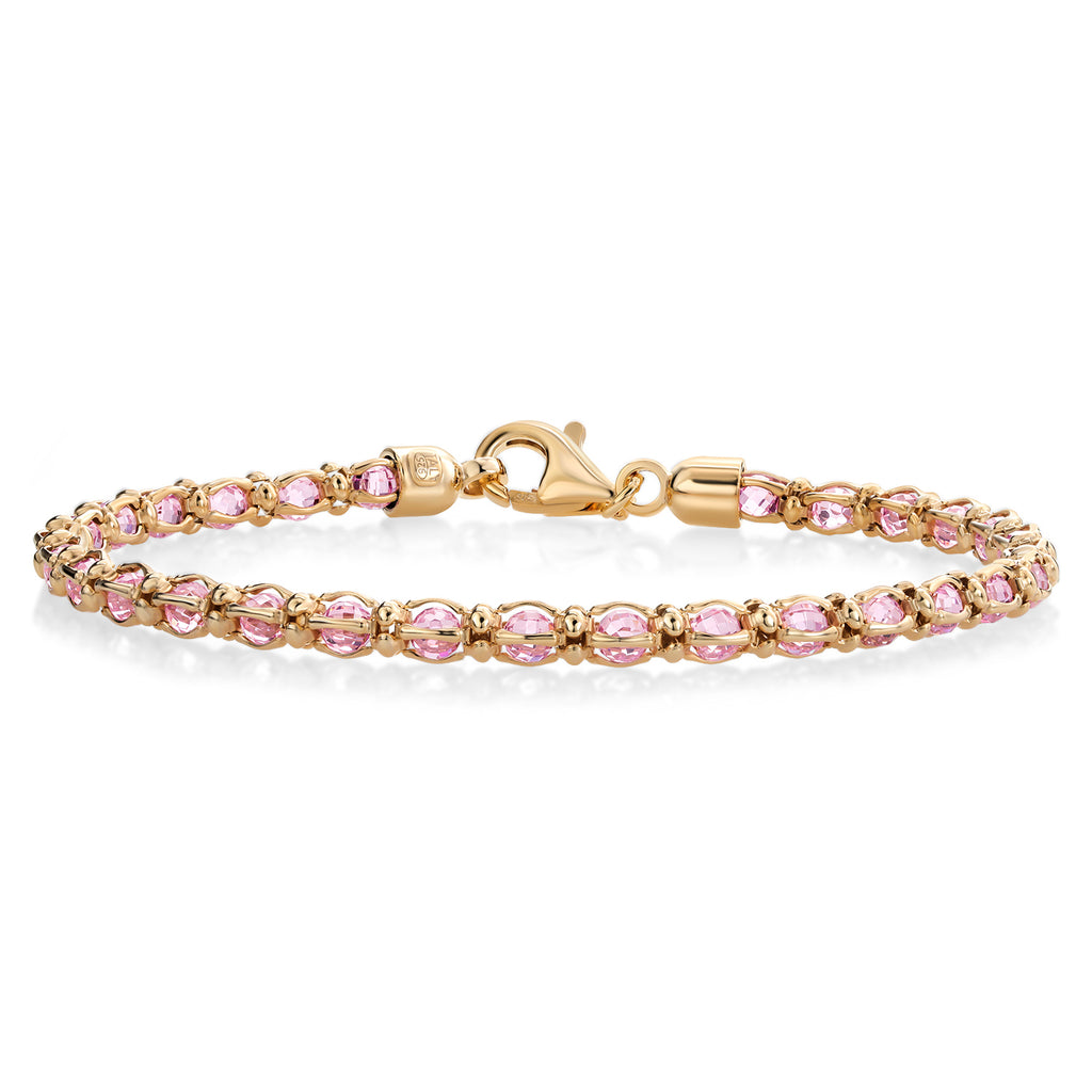Pink Crystals - Yellow Gold Plated Silver_Bracelet in 925 Yellow Gold Plated Silver