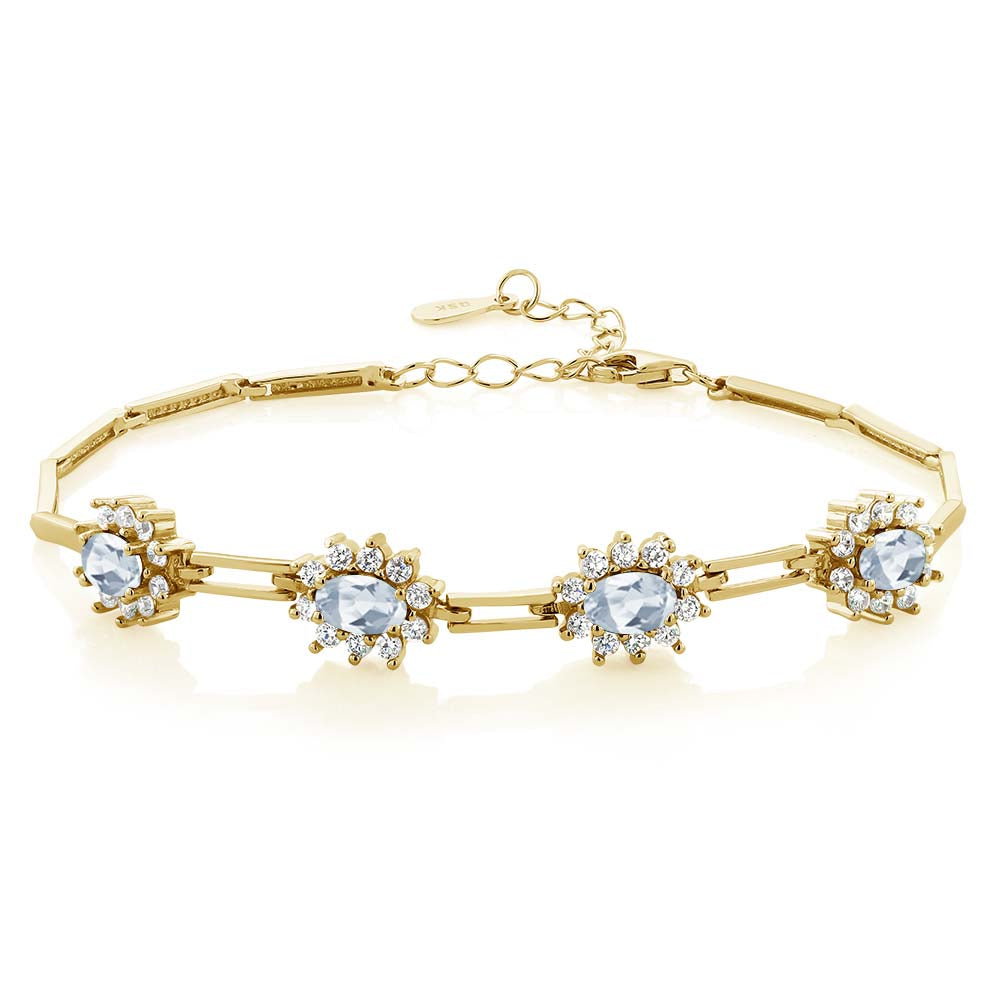 Sky Blue Topaz - November_Bracelet in 925 Yellow Gold Plated Silver