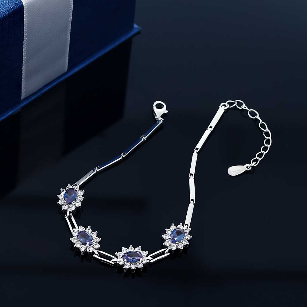 925 Sterling Silver Tanzanite Tennis Bracelet For Women (2.36 cttw, Gemstone Birthstone, 7 Inch With 1 Inch Extender)