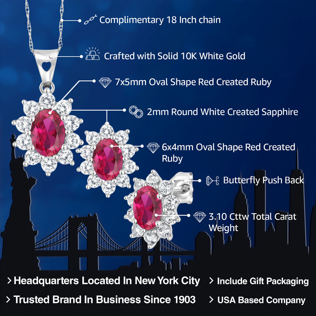Pendant Earrings Set in 10K White Gold