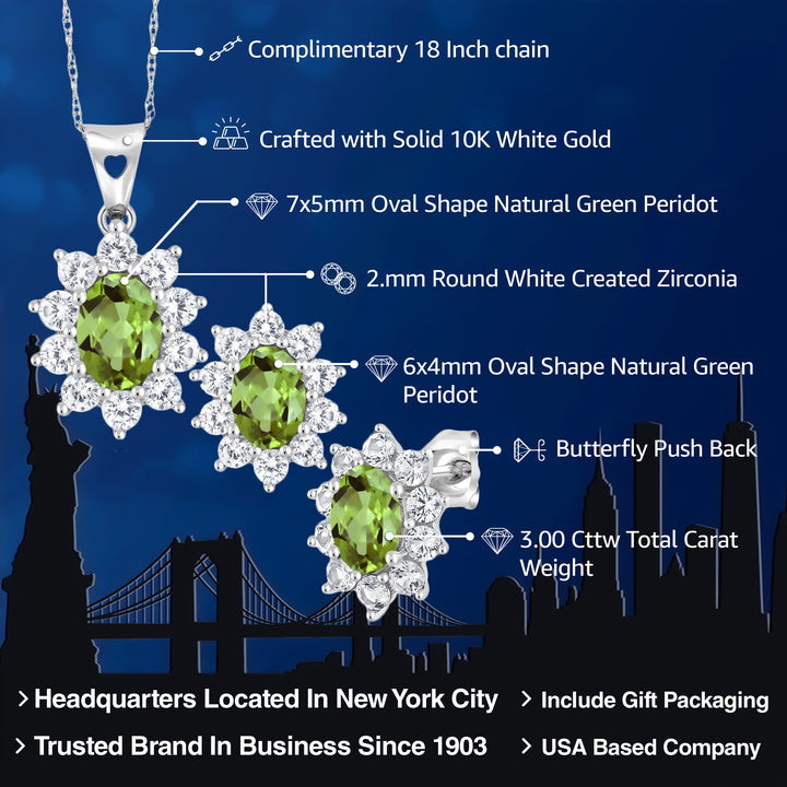 Pendant Earrings Set in 10K White Gold