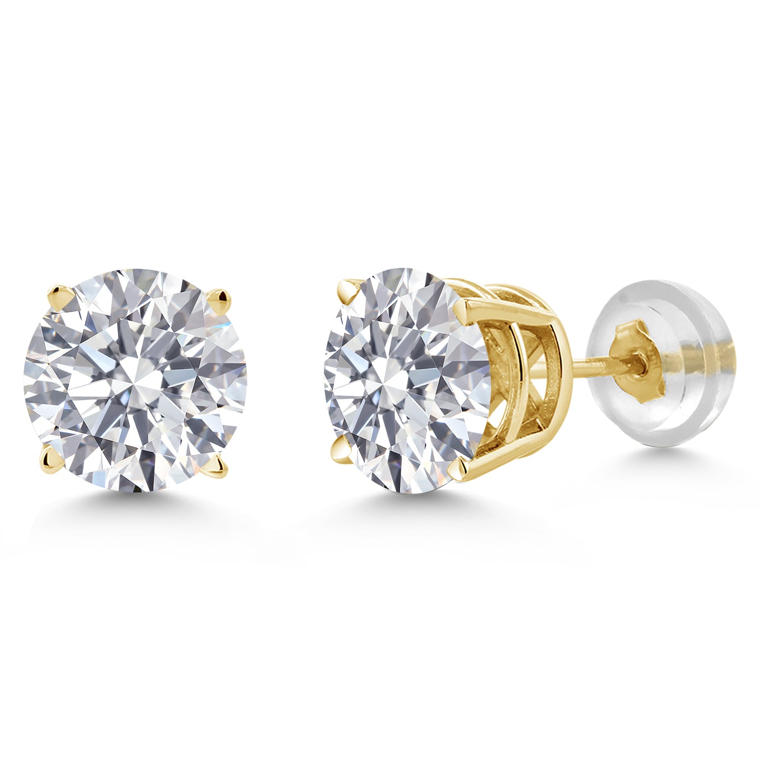 2 Cttw Round Cut 14K Yellow Gold IGI Certified Lab Grown Diamond Stud Earrings For Women Men | E-F Color | VS1 Clarity | Gold Earrings For Women Men