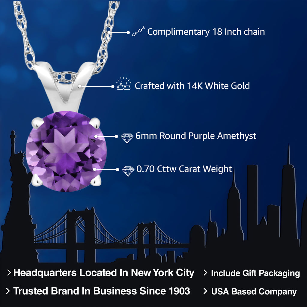 Amethyst - February_14K White Gold_Pendant in 14K White Gold